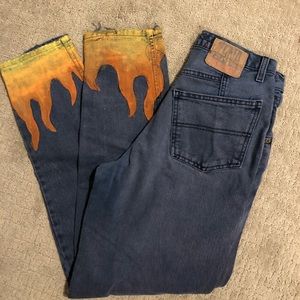 Vintage flame bottom jeans